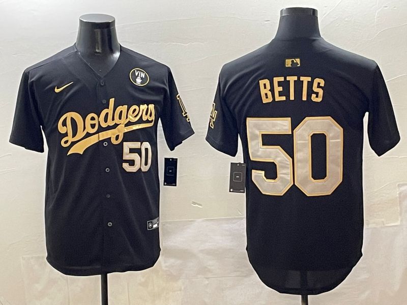 Men Los Angeles Dodgers #50 Betts Black Gold Nike 2025 MLB Jersey style 42610->los angeles dodgers->MLB Jersey